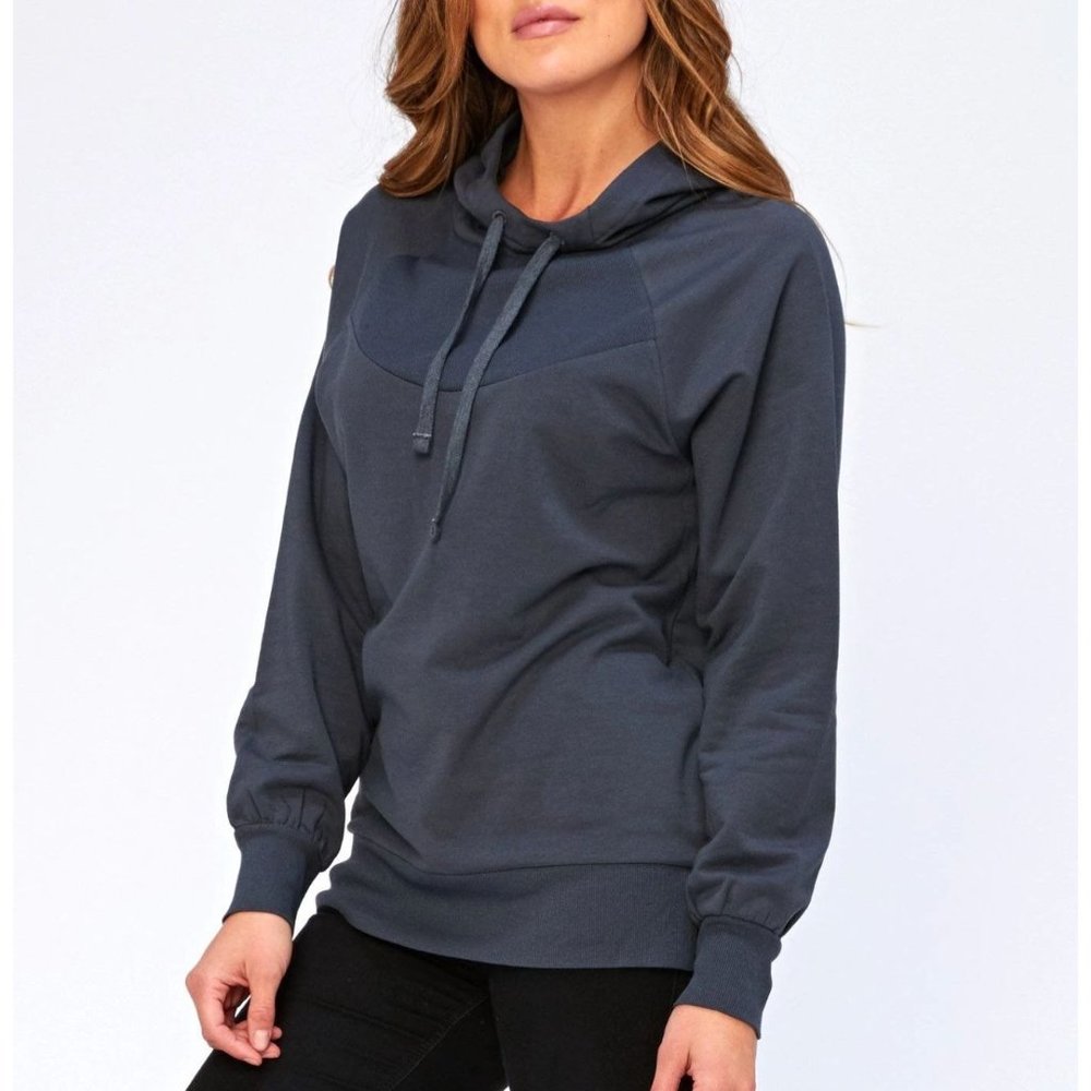 Threads 4 Thought Lira Hoodie Pullover Organic Cotton Blend Carbon Blue - Picture 3 of 10